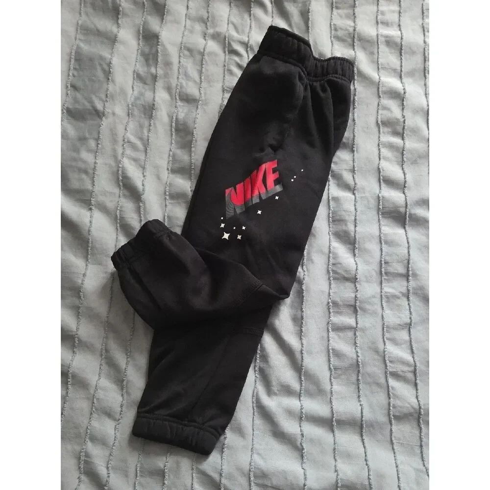 Nike Kids Black Sweatpants with Pink Logo